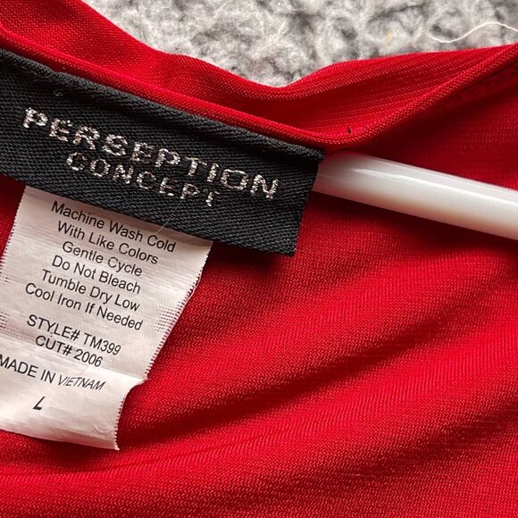 Perseption Concepts Tank Top Shirt Womens Large Red Sleeveless Blouse - Picture 5 of 11